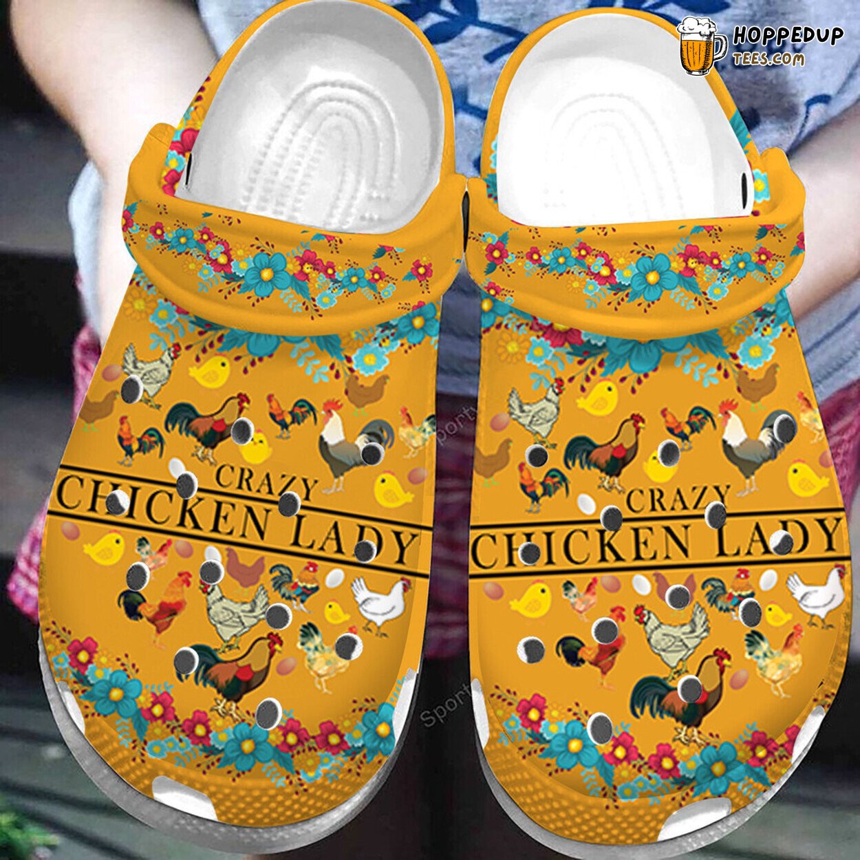 Clogsazy Chicken Lady Yellow Design Comfortable Clogs Shoes Unique Footwear