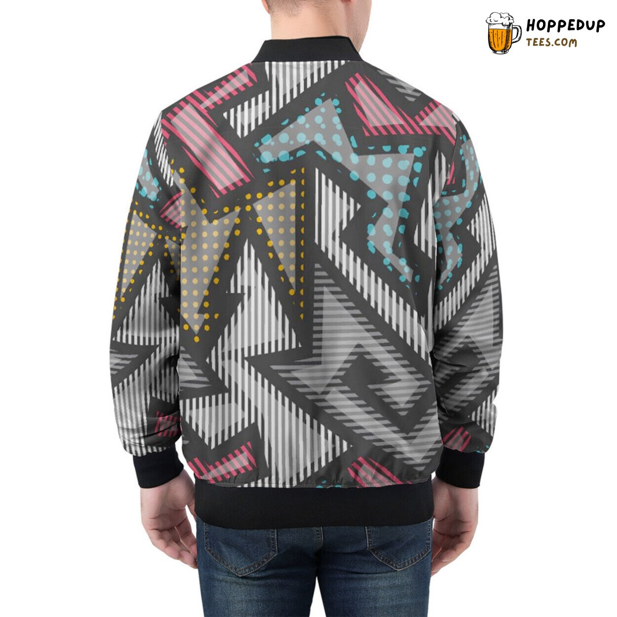 Cloth Patterns Embrace Grunge Geometry on Men’s Bomber Jacket