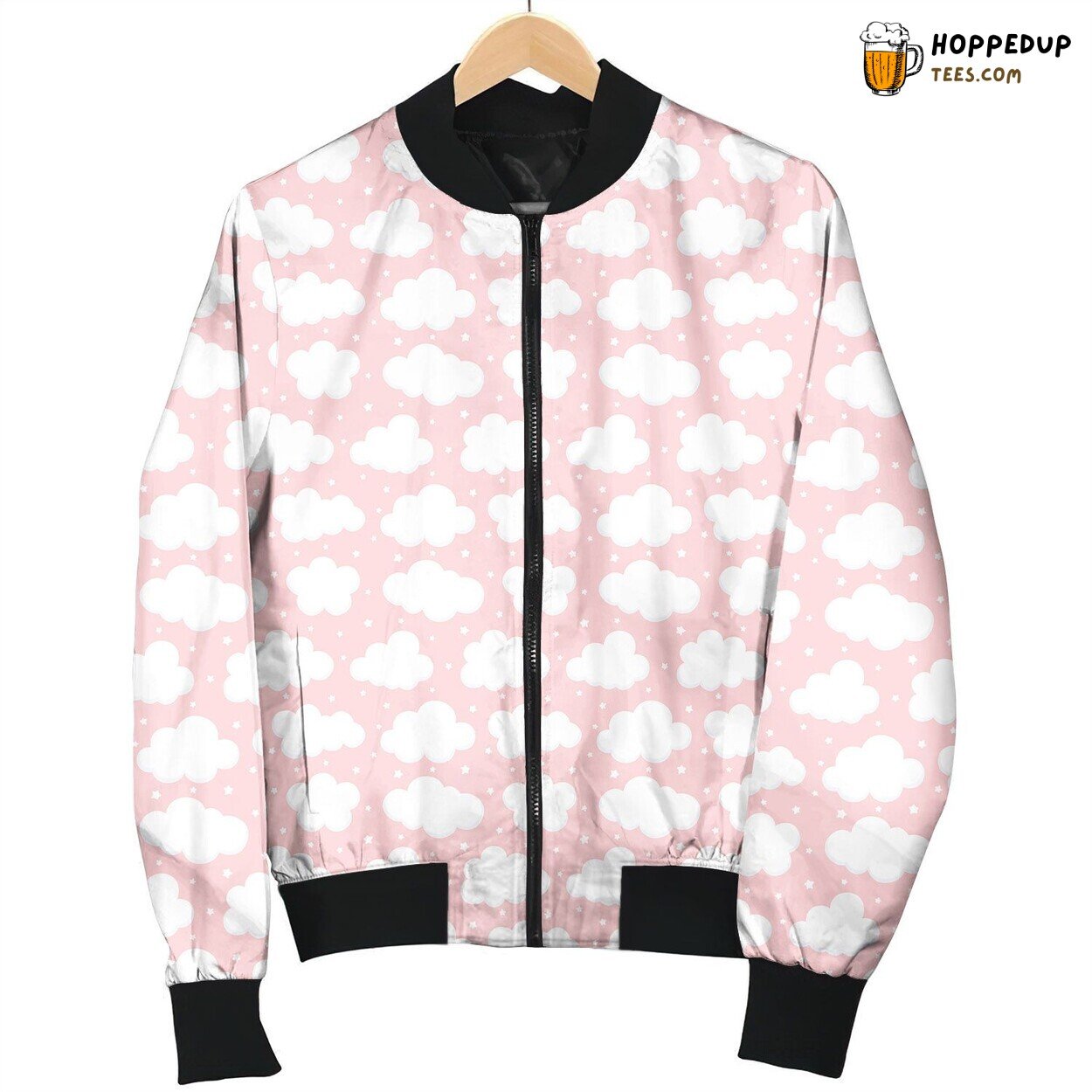 Cloud Pink Background Pattern Bomber Jacket