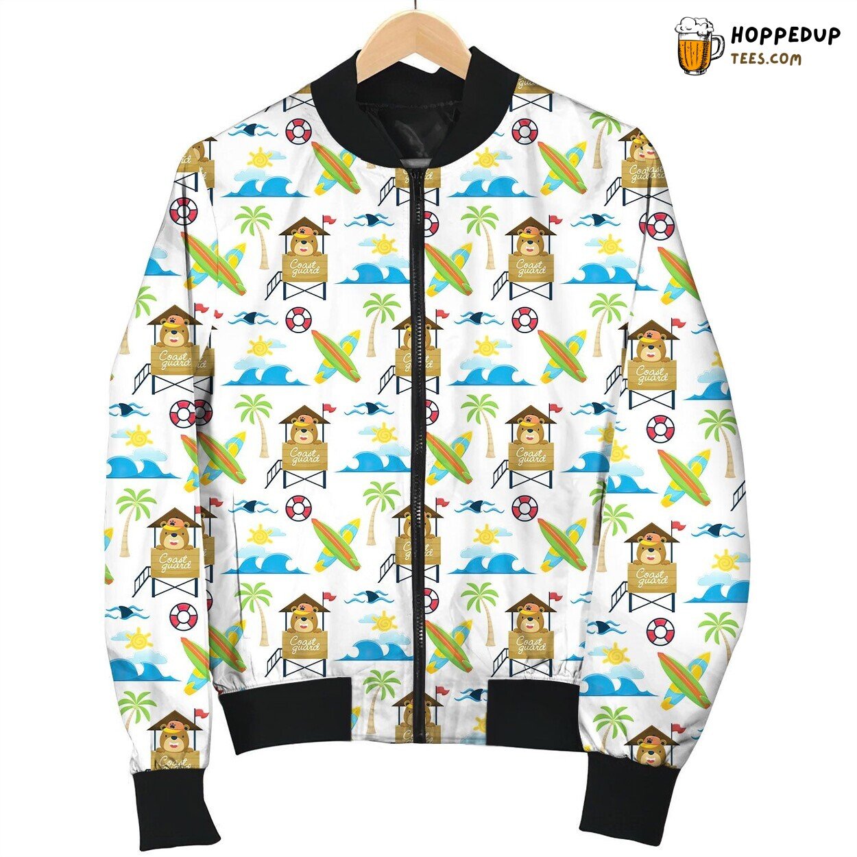 Coast Guard Bears On The Beach Bomber Jacket