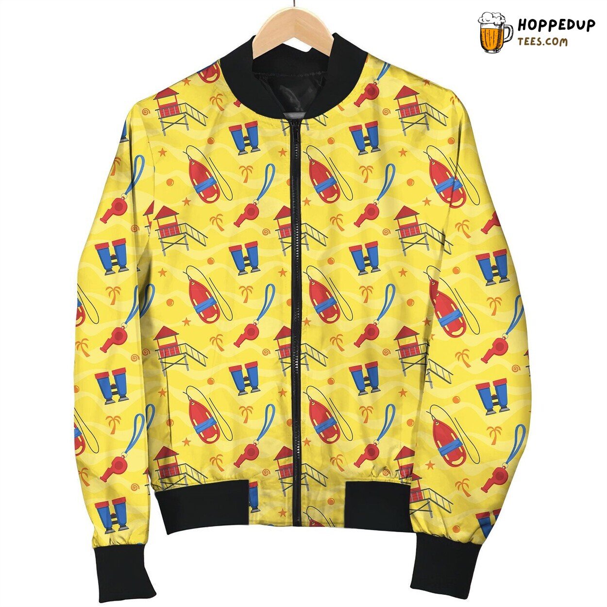 Coast Guard On The Beach Bomber Jacket