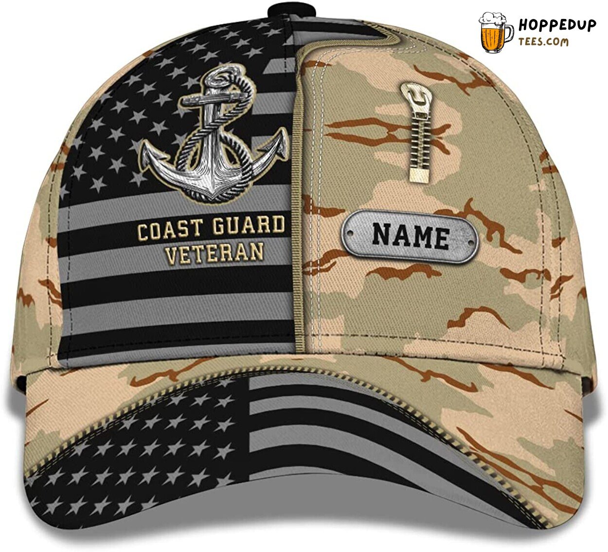 Coast Guard Veteran Custom Hat Men American Flag Camouflage Design