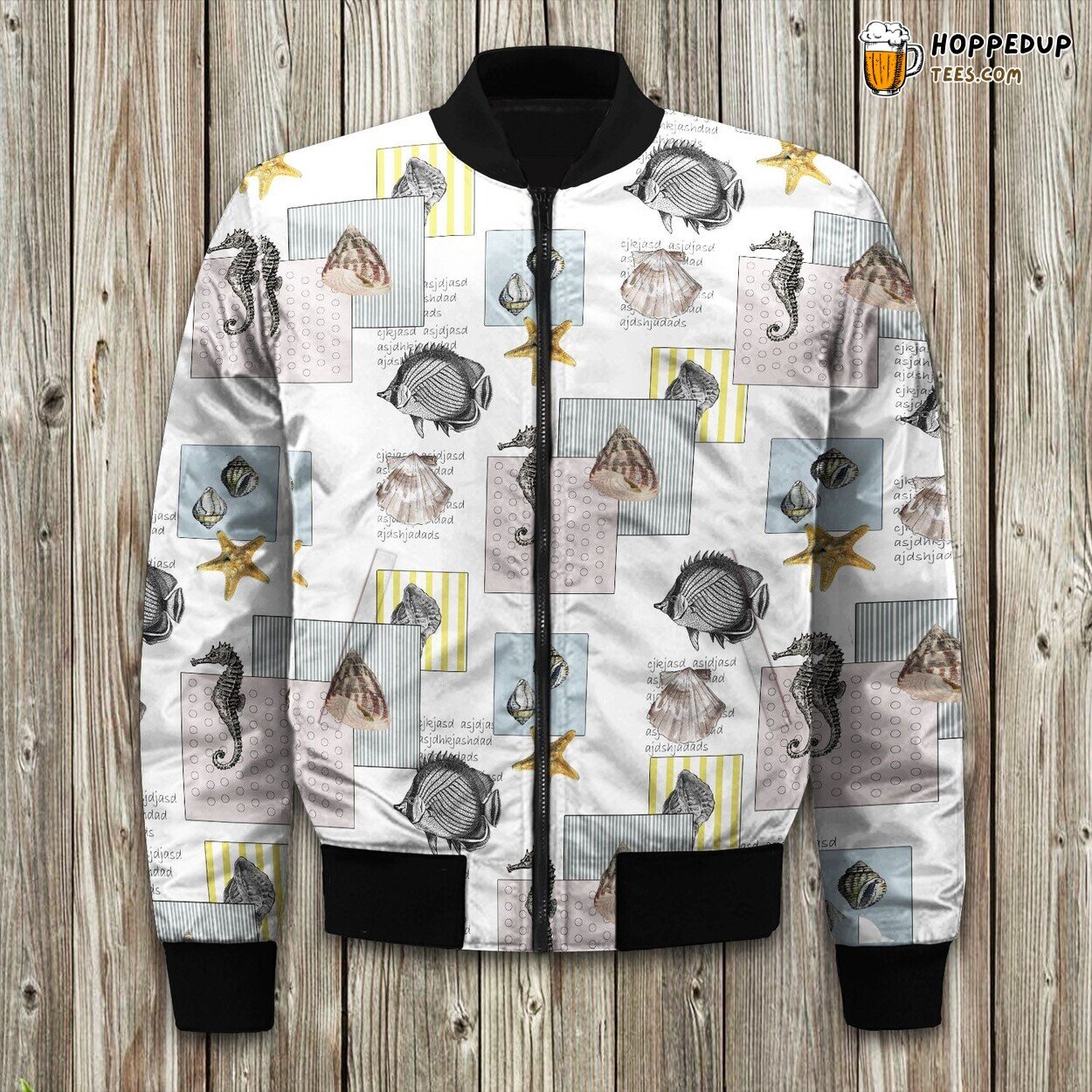 Coastal And Beach Seashell Bomber Jacket
