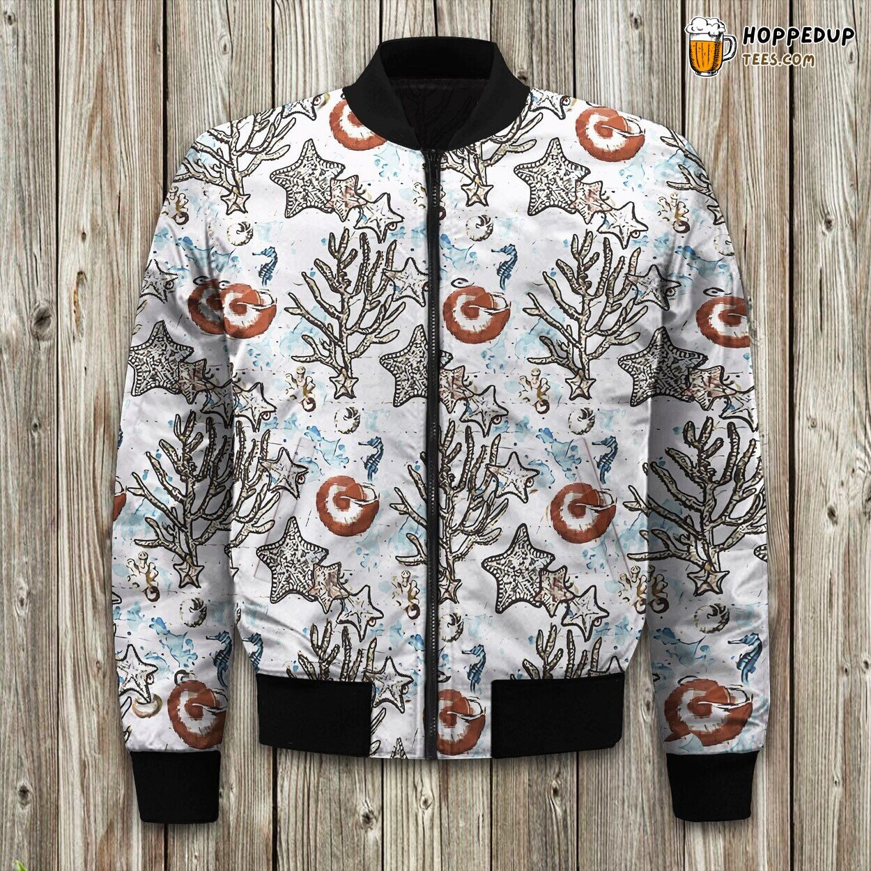Coastal Aurora Scene Winter Bomber Jacket Tailored Unique Elegance Design