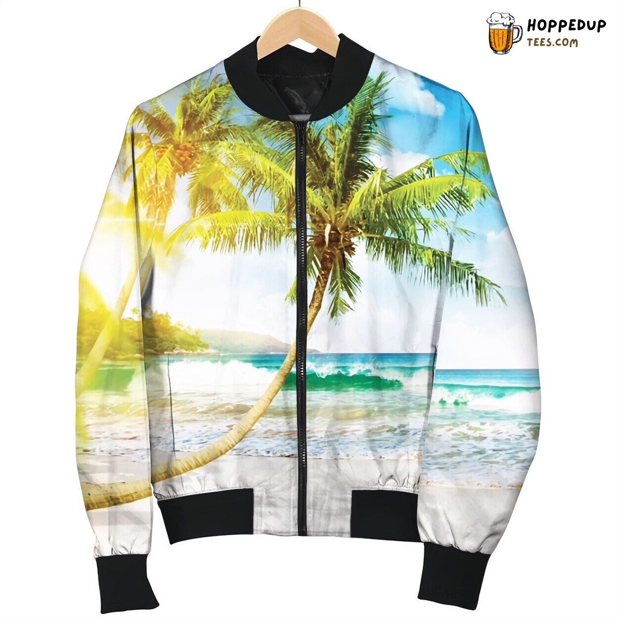 Coastal Beach Waves Rhythms Bomber Jackets Winter Seaside Bliss
