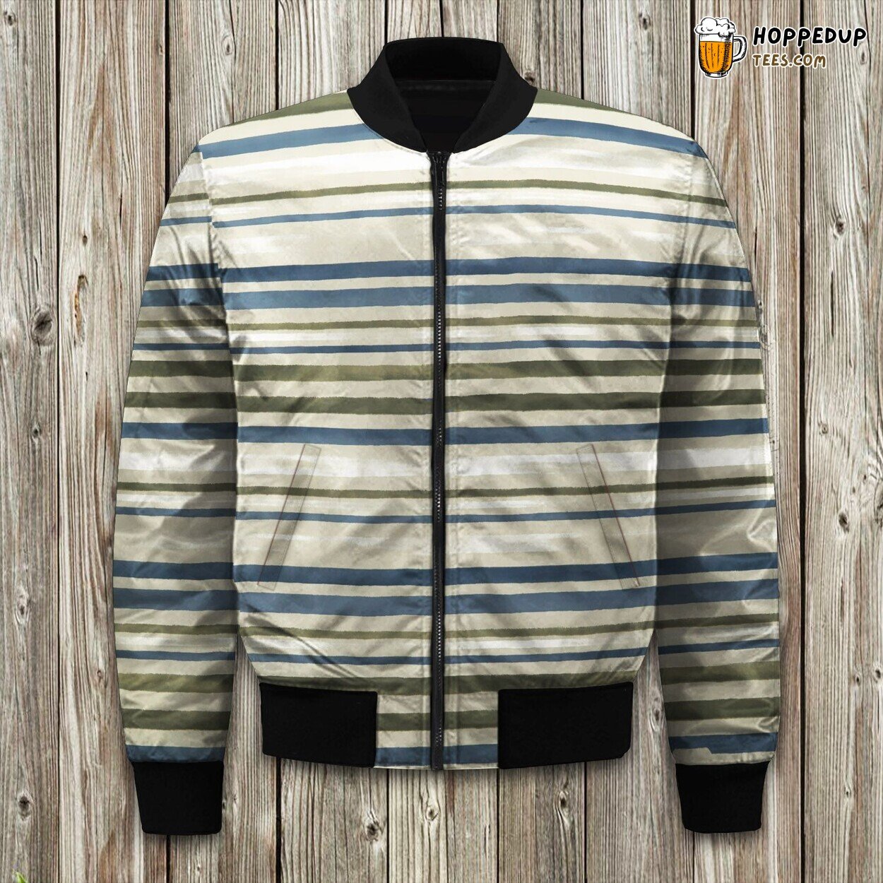 Coastal Cabana Stripe Essence Winter Bomber Jacket Tailored Unique Elegance