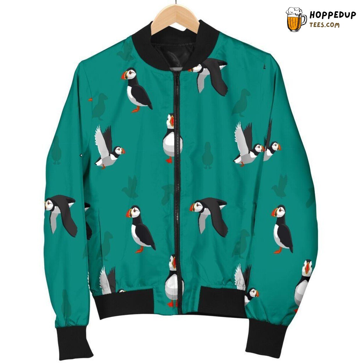 Coastal Puffin Bird Art Men’s Bomber Jacket Marine Beauty Design Tribute