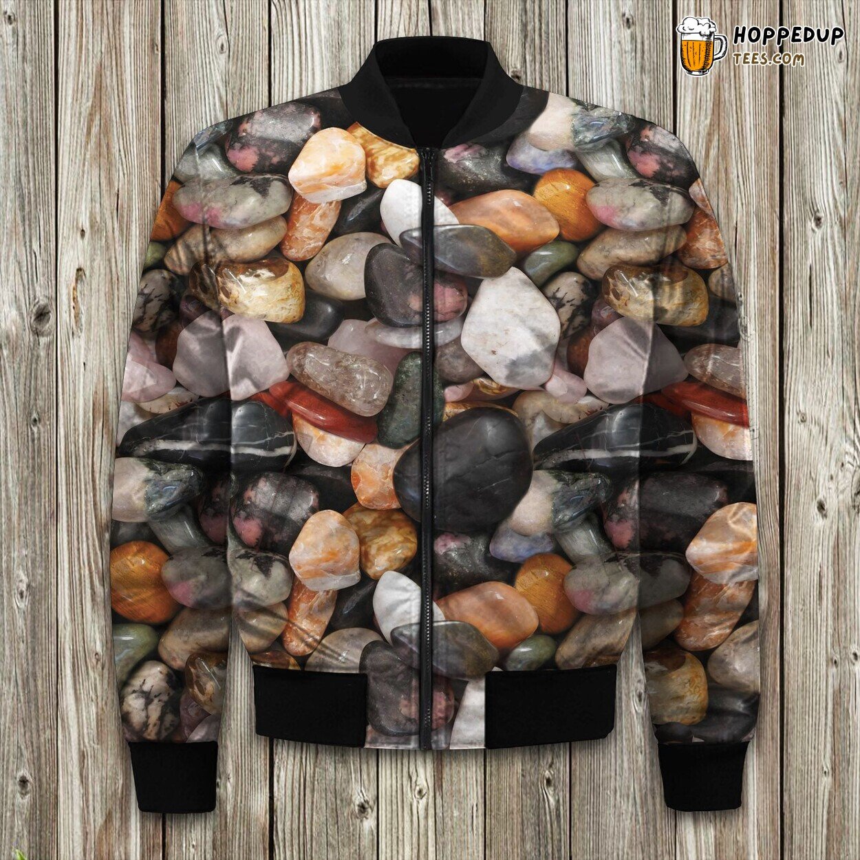 Cobblestone Pattern Bomber Jacket