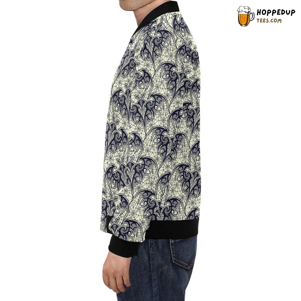 Cobweb Halloween Bat Pattern Print Men’s Bomber Jacket Unique Look