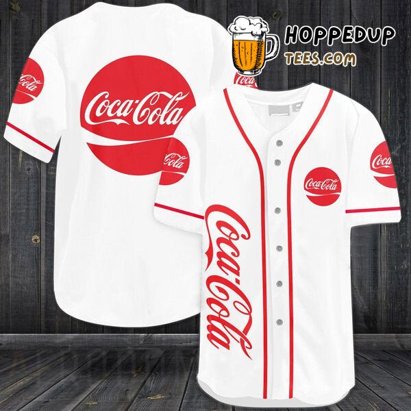 Coca-Cola Brand White Baseball Jersey Unique Distinctive Design Look