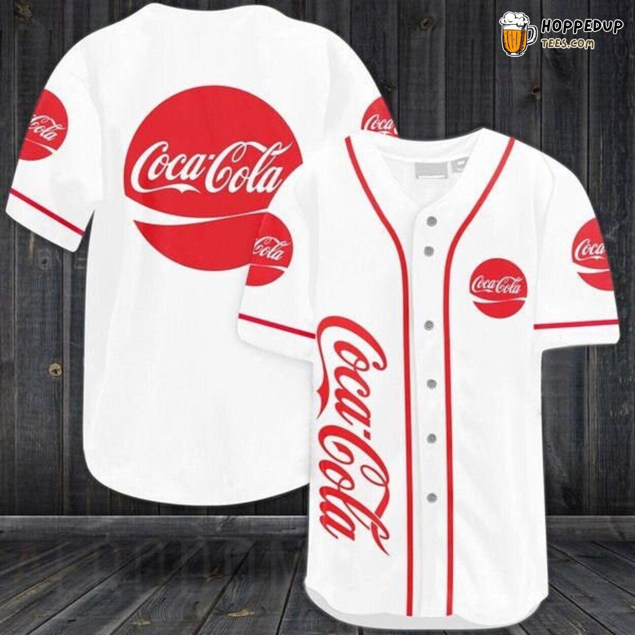 Coca-Cola Classic White Logo Baseball Jersey Soda Brand Sportswear