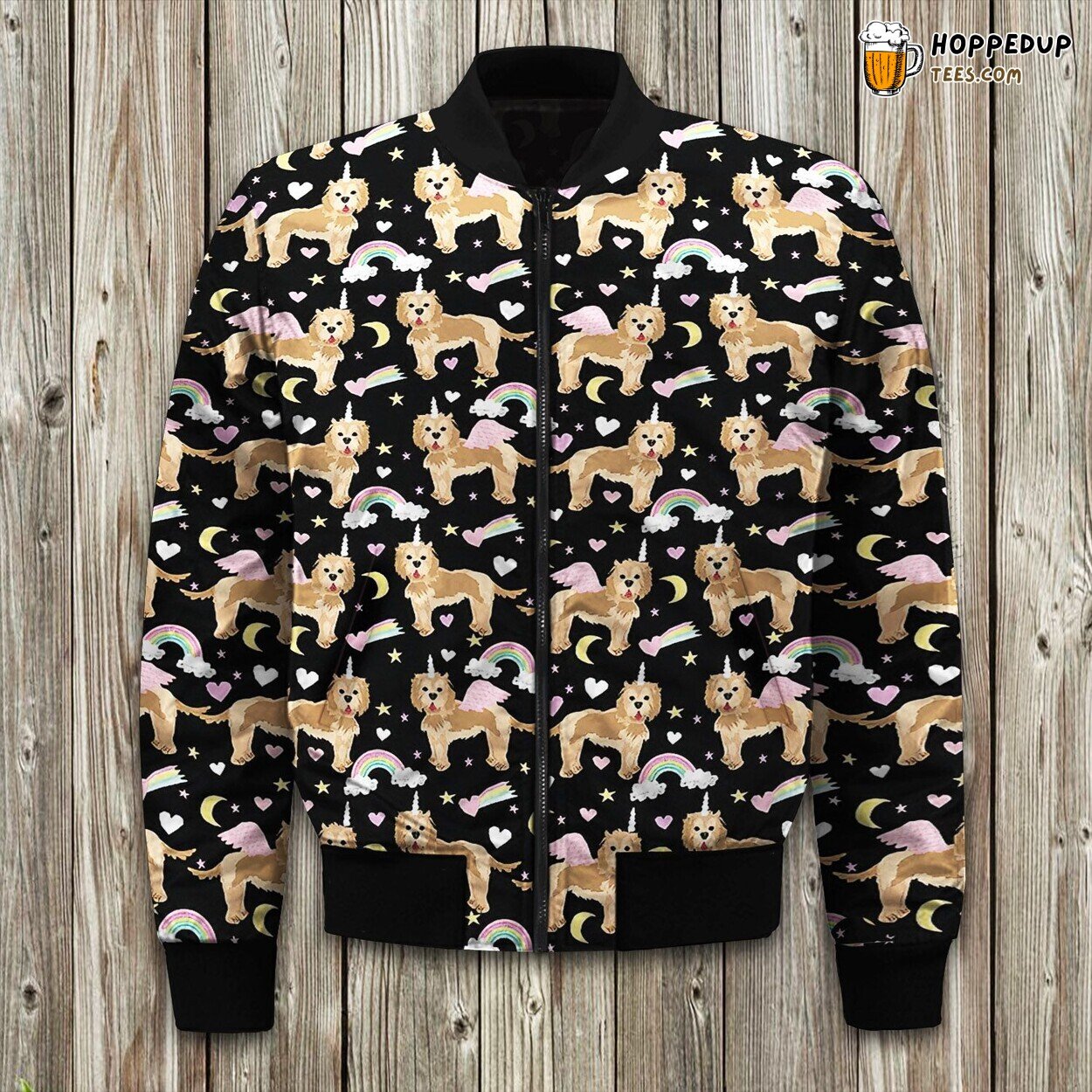 Cockapoo Brown Art Winter Bomber Jacket Canine Love Elegance