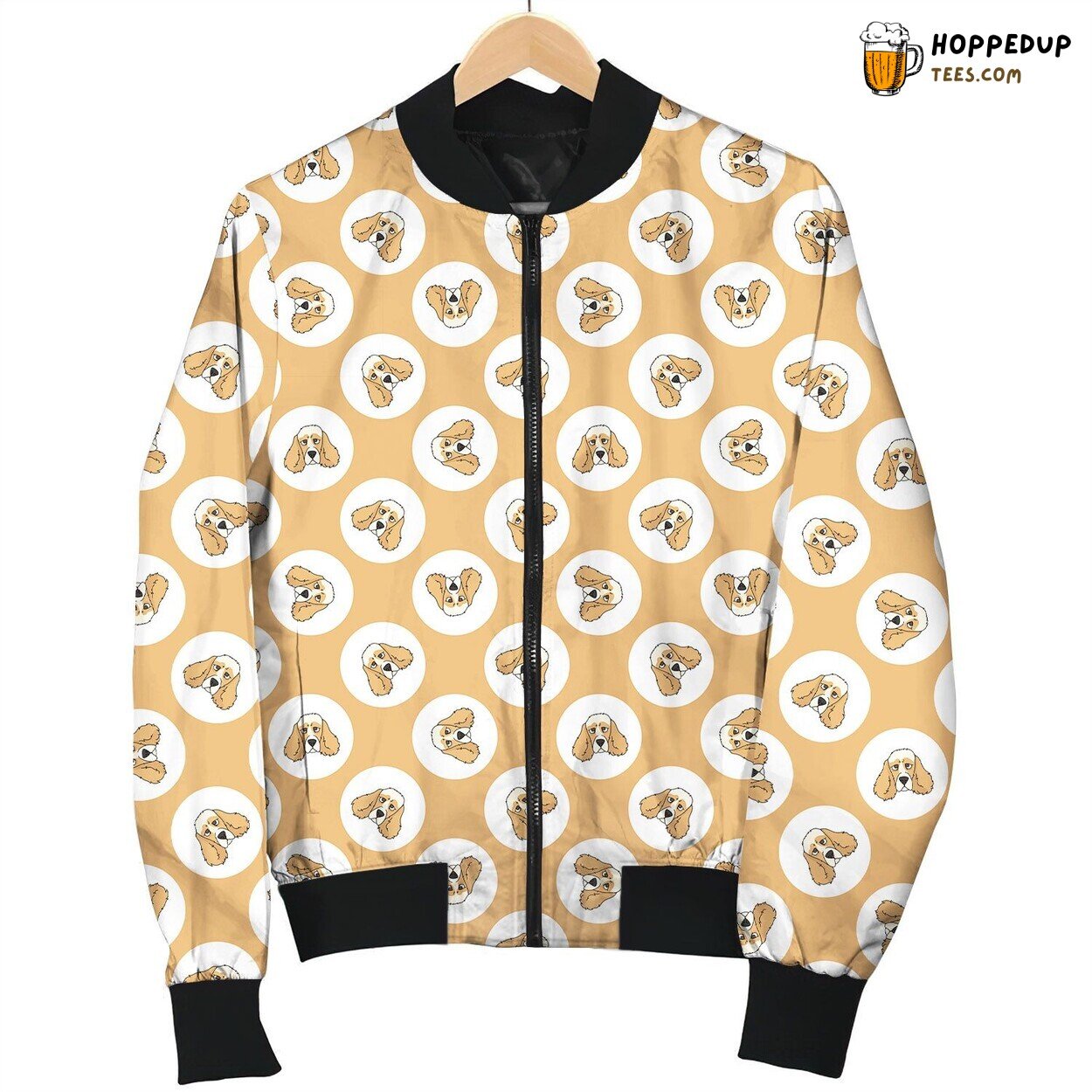 Cocker Spaniel Face In Circle On Brown Sugar Background Bomber Jacket
