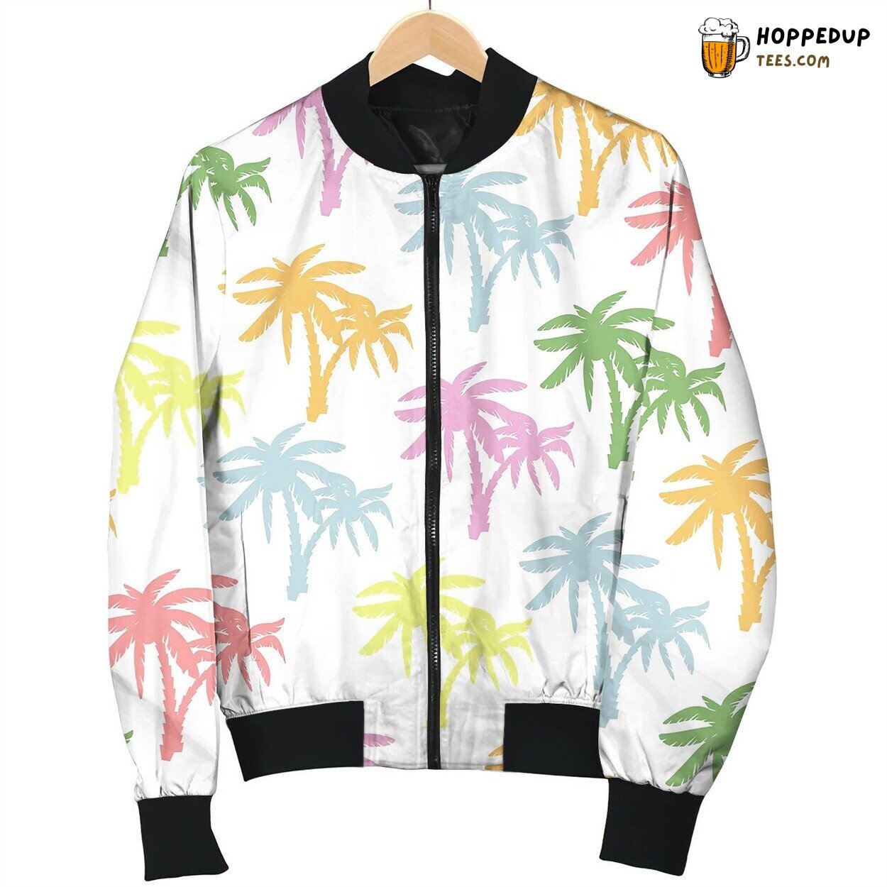 Coconut Tree Print For Textile Design Bomber Jacket