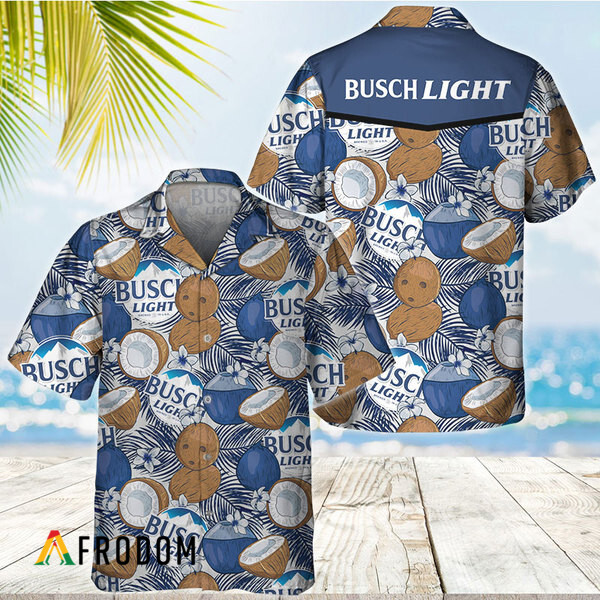Coconuts Tropical Beach Busch Light Hawaiian Shirt HU