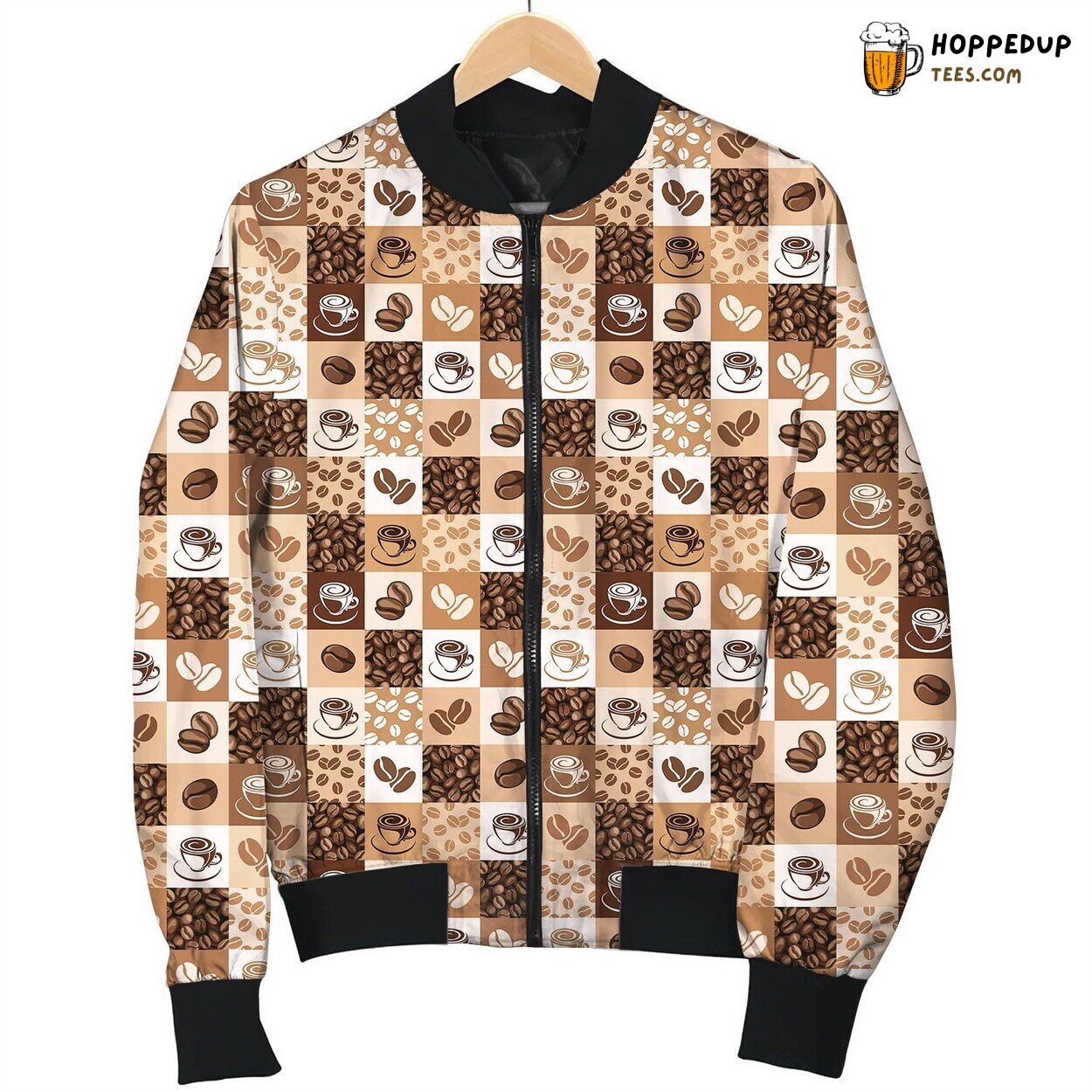 Coffee Bean Patterns Bomber Jacket
