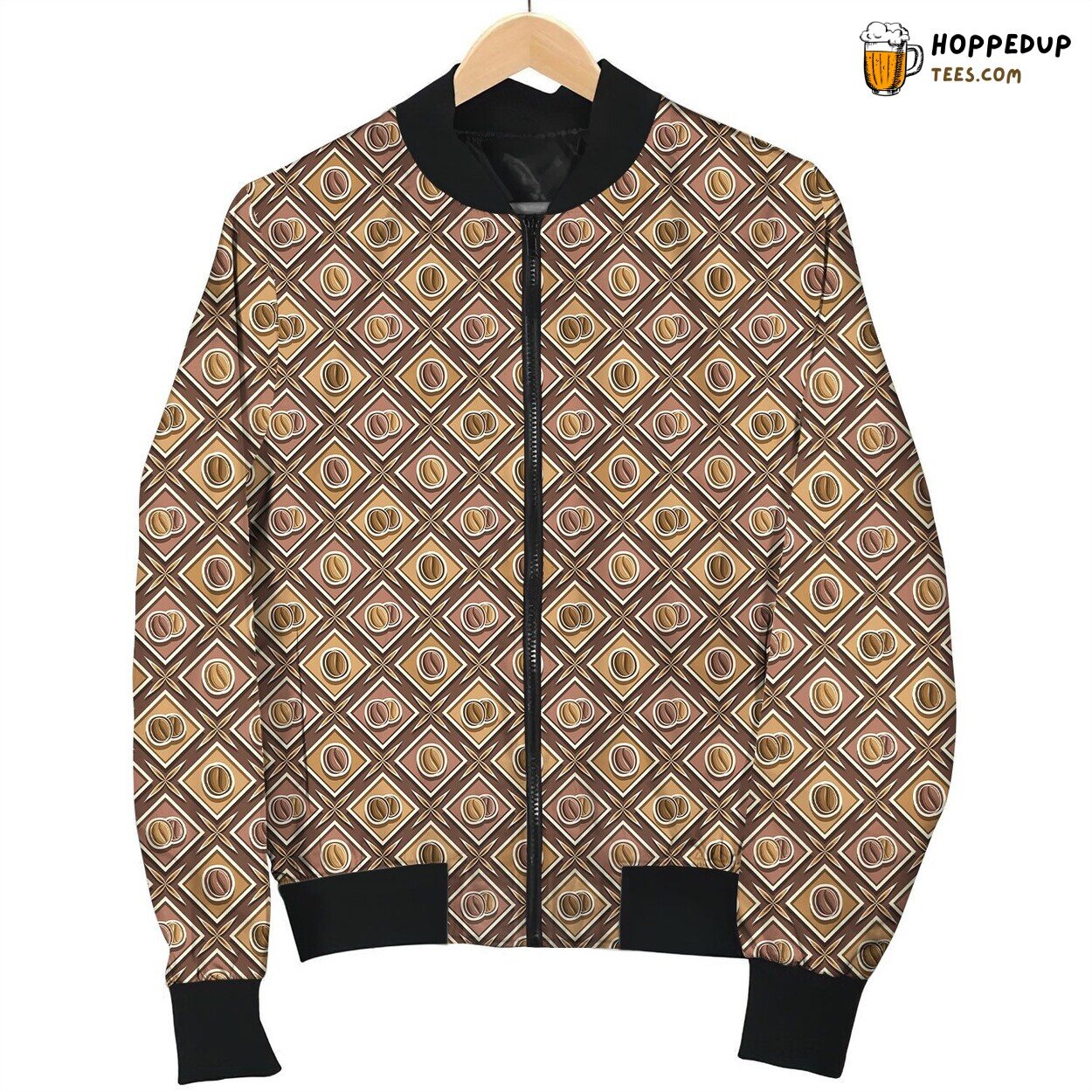 Coffee Lover Pattern Bomber Jacket