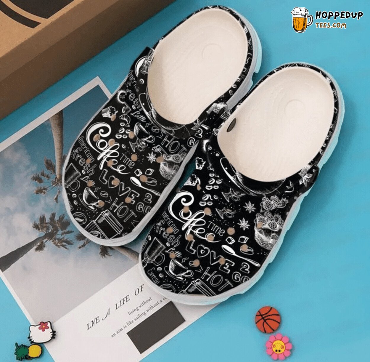 Coffee Time Classic Theme Comfortable Unique Stylish Design Clogs