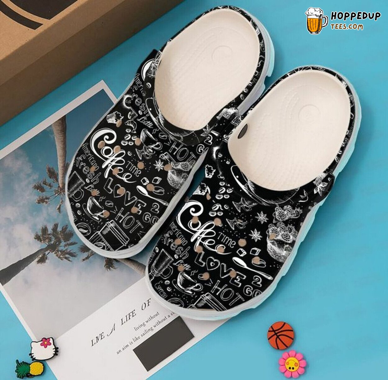 Coffee Time Icon Themed Lover Gift Comfortable Rubber Clogs Shoes