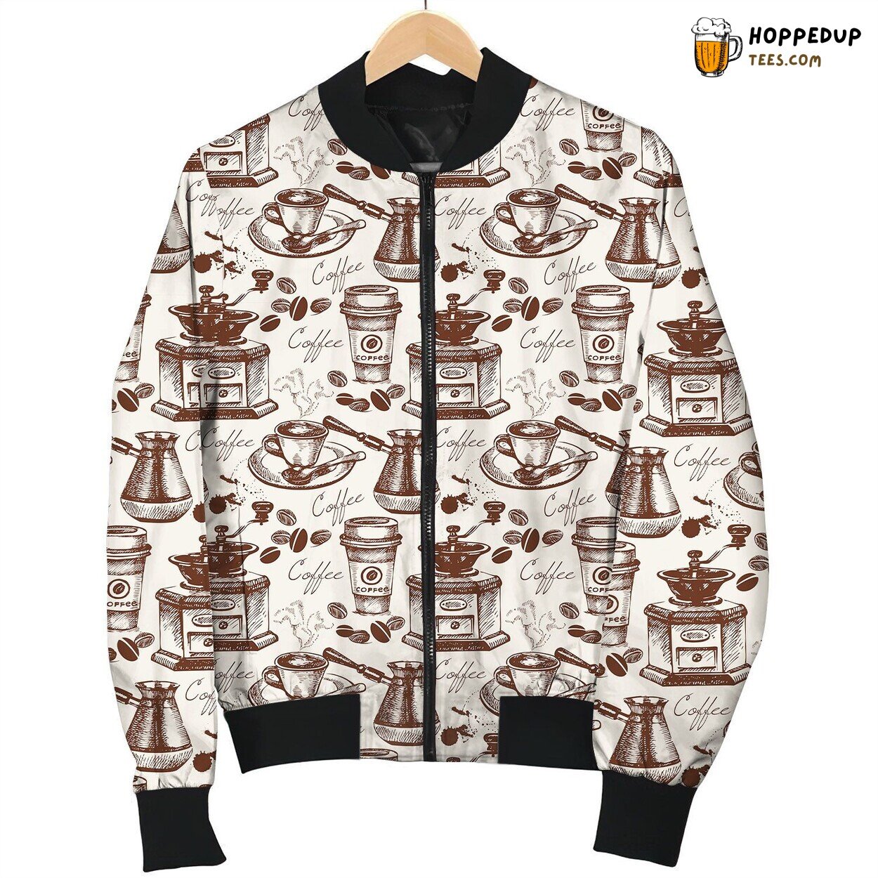 Coffee Vintage Drawing Bomber Jacket
