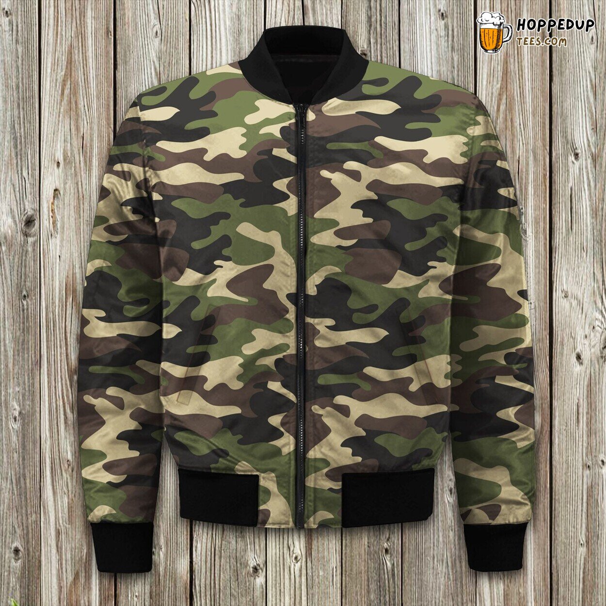 Cold Weather Wear Bomber Jacket Camouflage Army Green Design Winter Ready