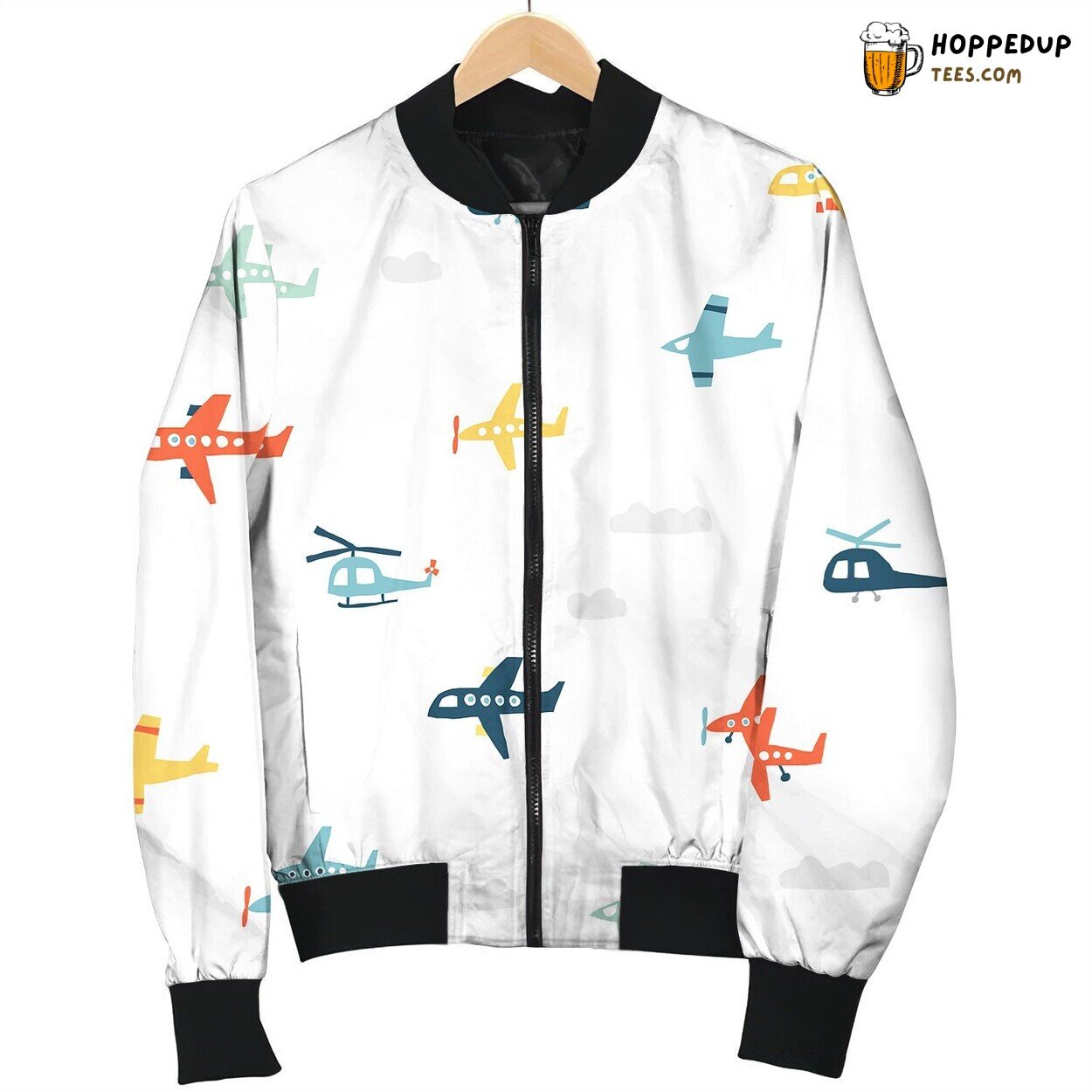 Color Planes Helicopters Bomber Jacket
