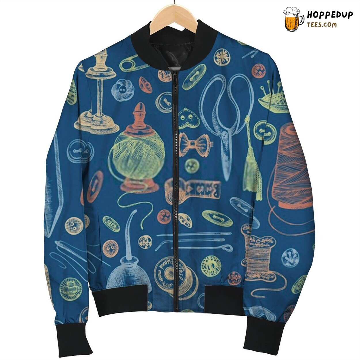 Colored Sewing Stitches Set Bomber Jacket