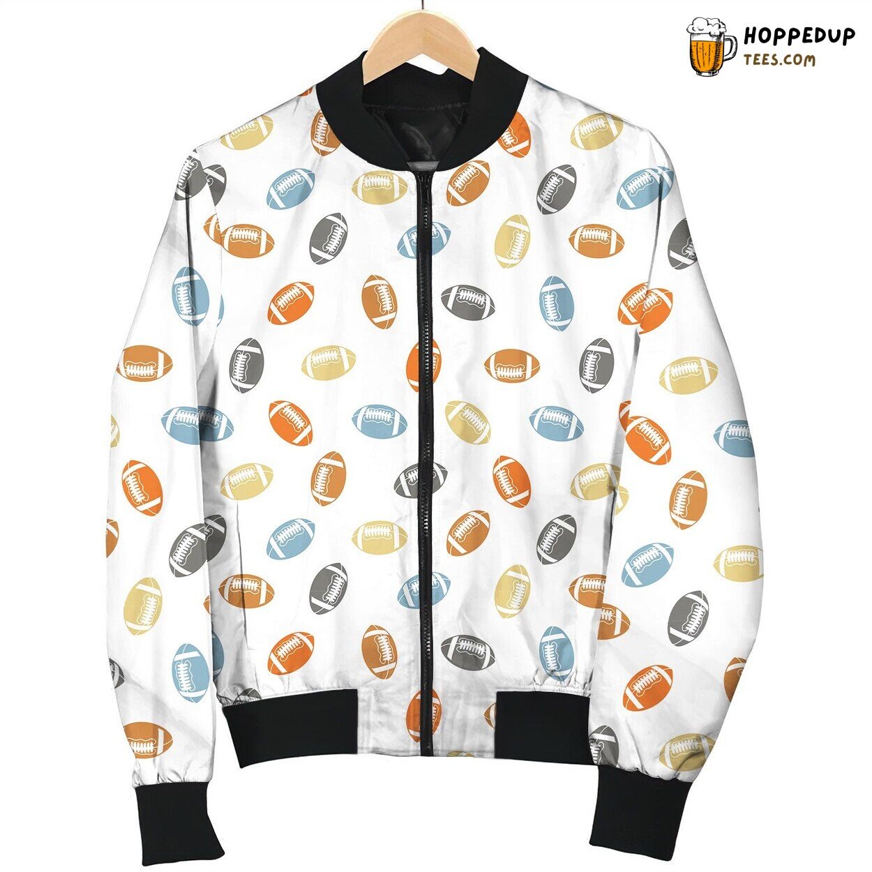 Colorful American Football Seamless Pattern Bomber Jacket