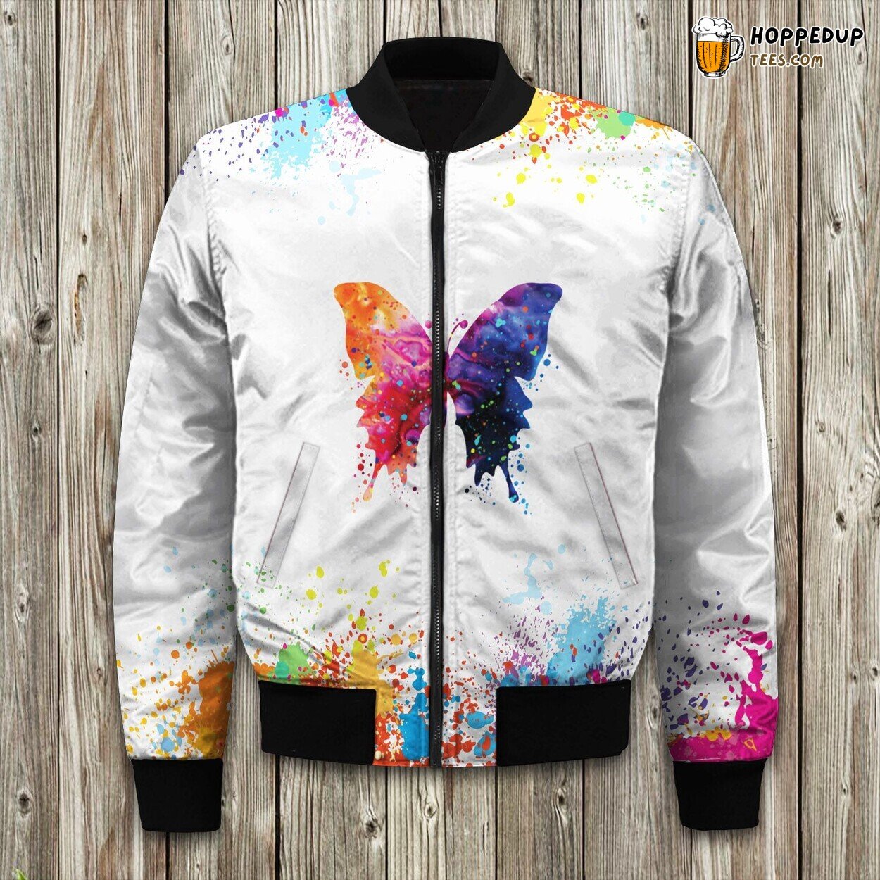 Colorful Butterfly Bomber Jacket