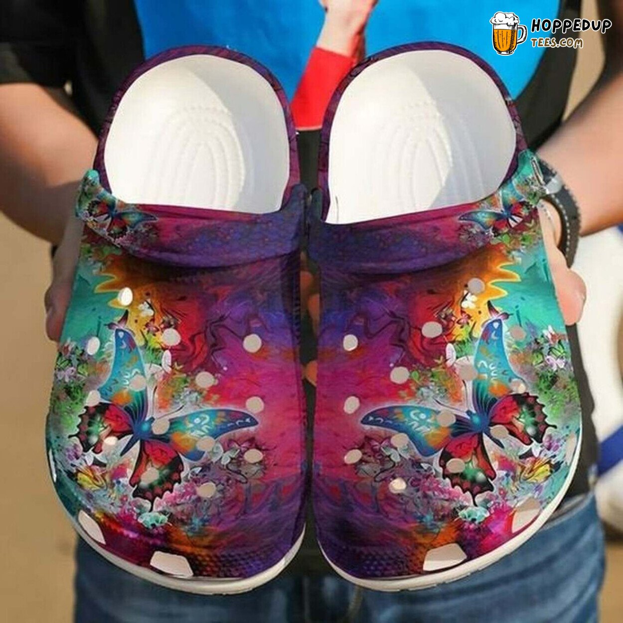 Colorful Butterfly Flower 102 Themed Rubber Clog Shoes Comfort Gift