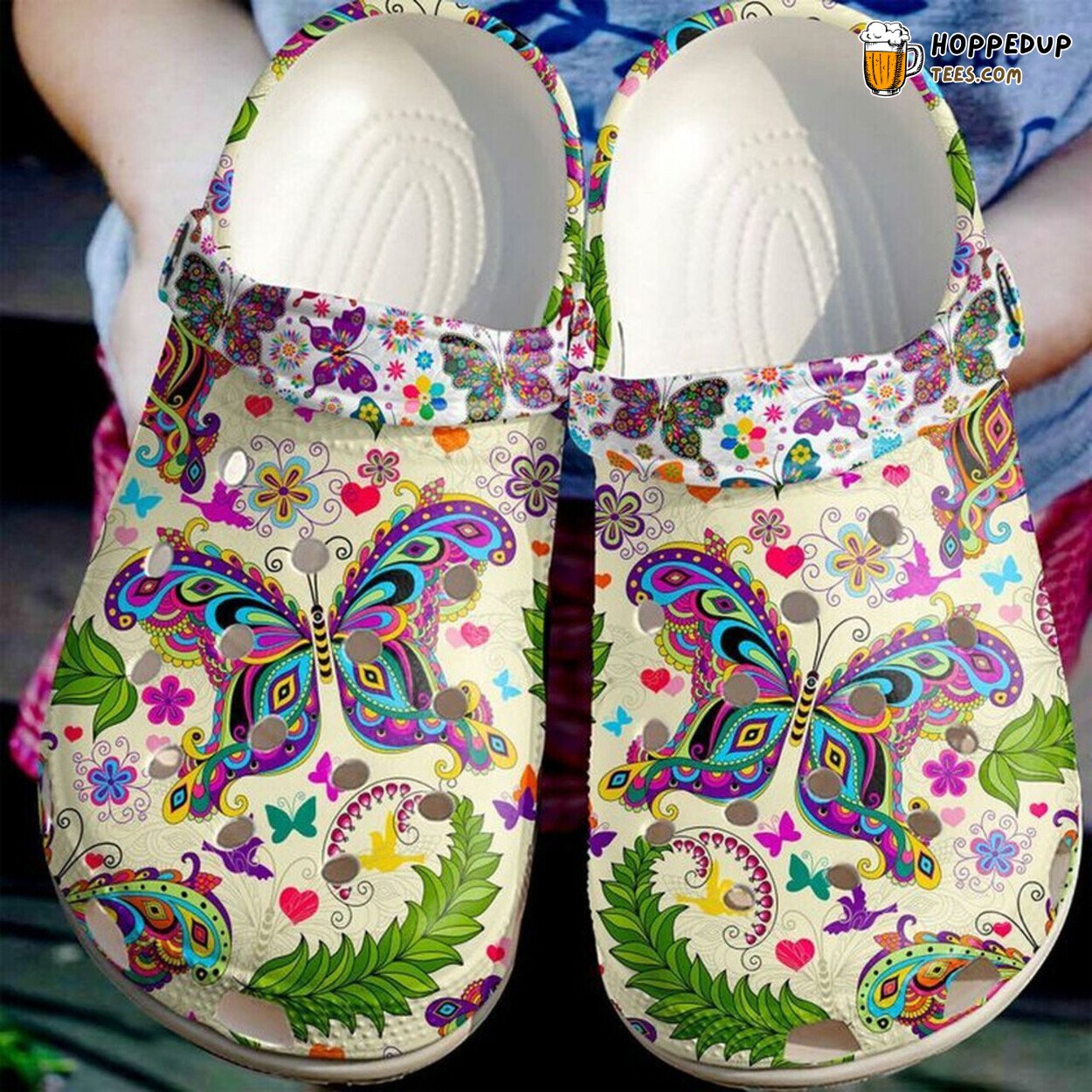 Colorful Butterfly Hippie Tropical Lover Gift Comfort Clogs Shoes