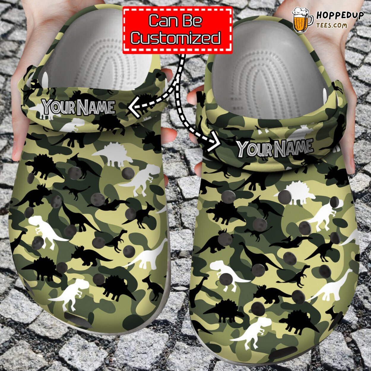 Colorful Camo Dinosaurs Patterns Comfortable Clogs Prehistoric Inspired Shoes