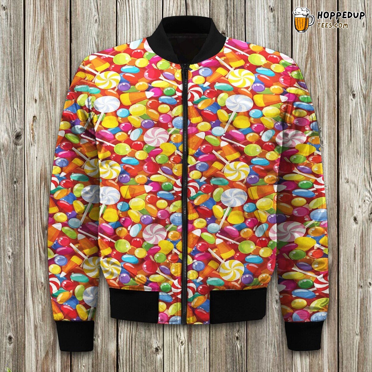 Colorful Candy Pattern Bomber Jacket