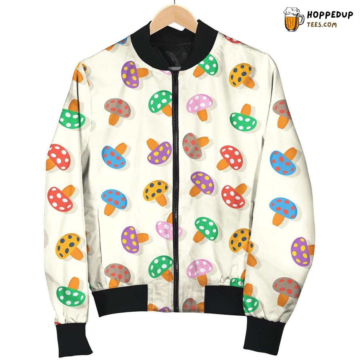 Colorful Cartoon Mushroom With Lovely Spot Bomber Jacket