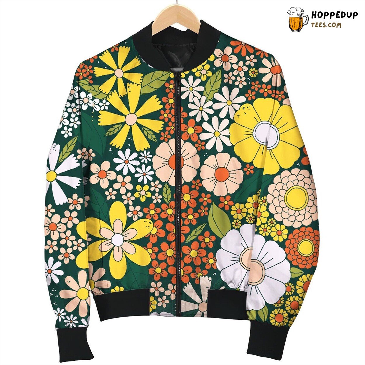 Colorful Drawing Flowers Bomber Jacket