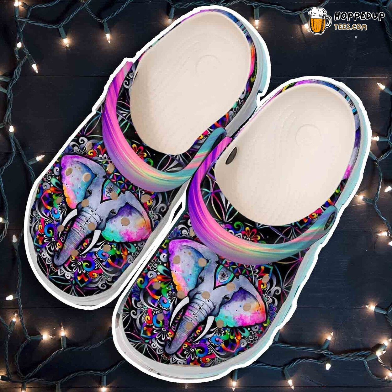 Colorful Elephant Hippie Croc Shoes Clog Daughter Niece Gifts
