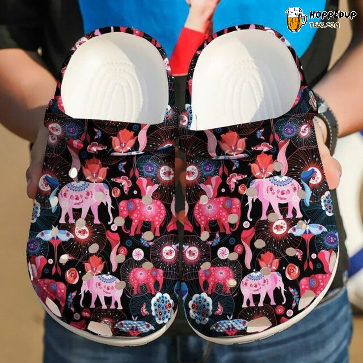 Colorful Elephant Pattern Lover Gift Comfortable Rubber Clogs Shoes