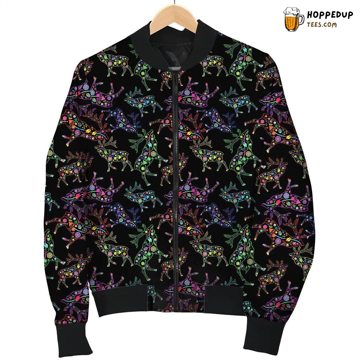 Colorful Elk Seamless Bomber Jacket