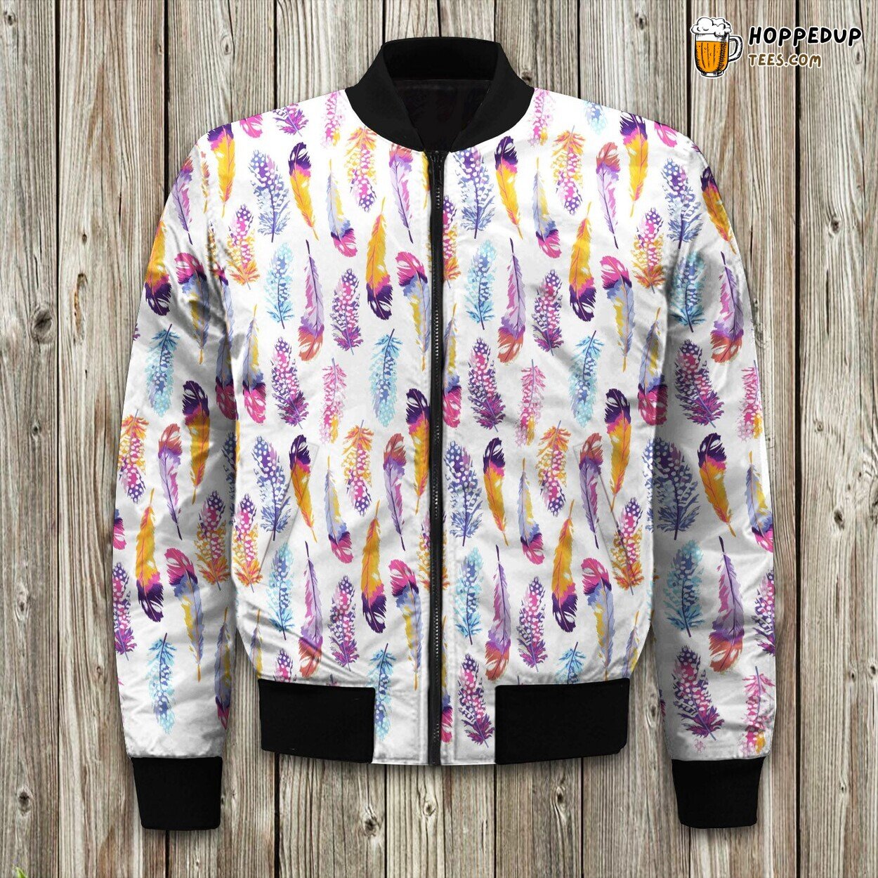 Colorful Feather Bomber Jacket