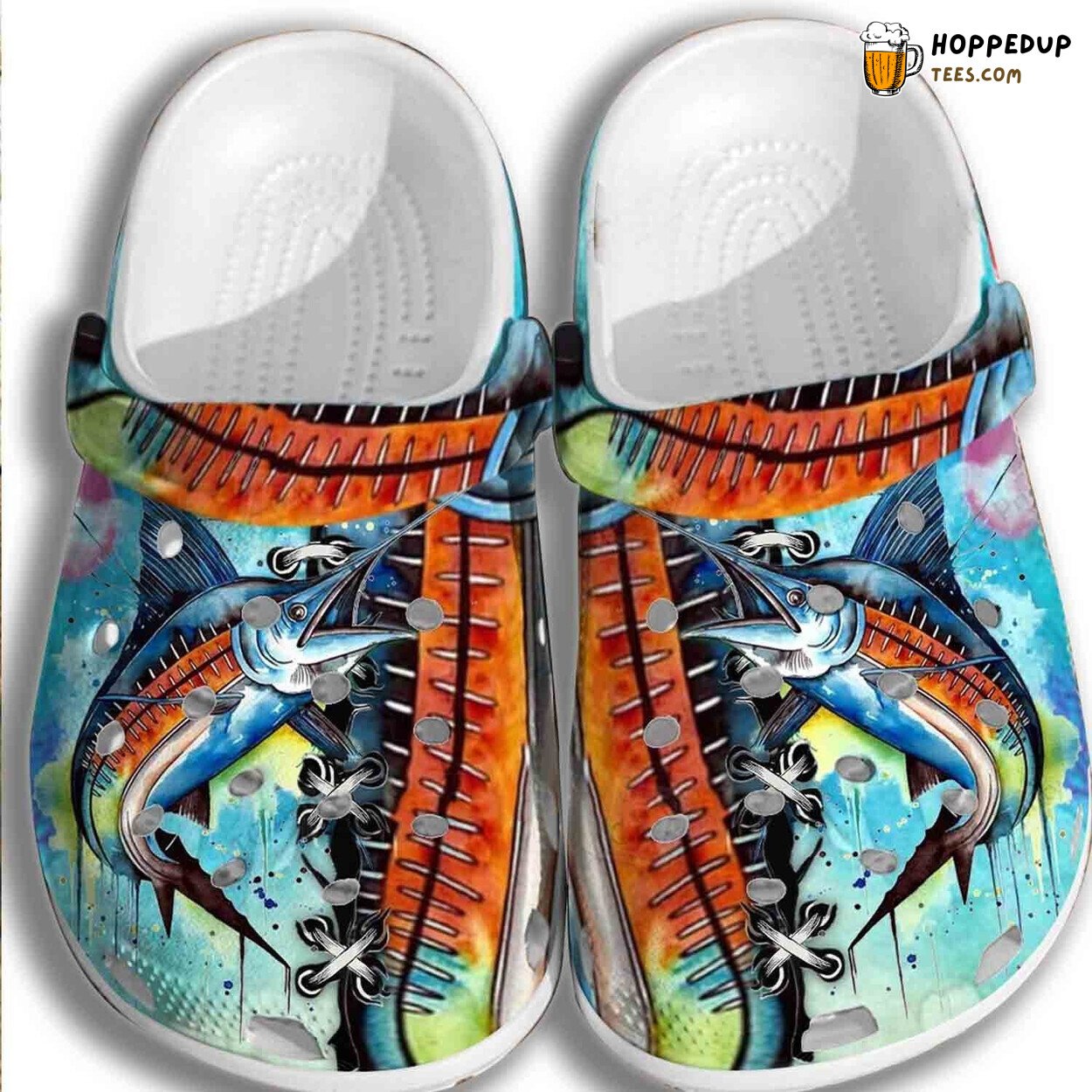 Colorful Fish Themed Men Fishing Outdoor Father Day Clogs Shoes