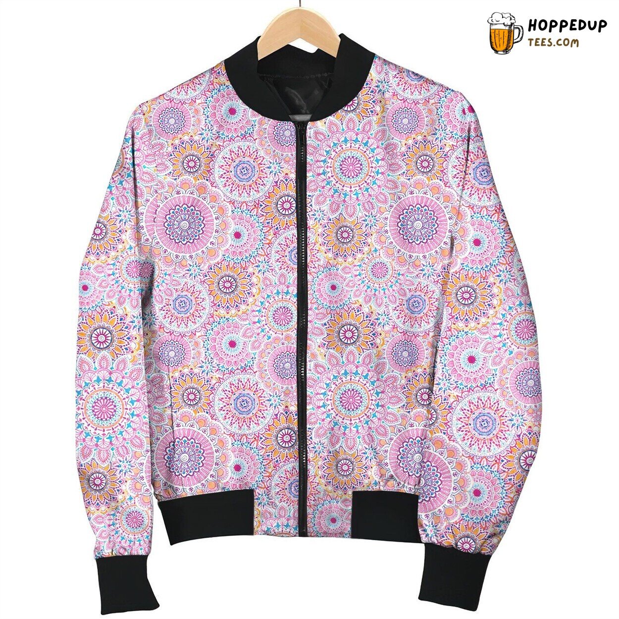Colorful Flowers Mandala Bomber Jacket