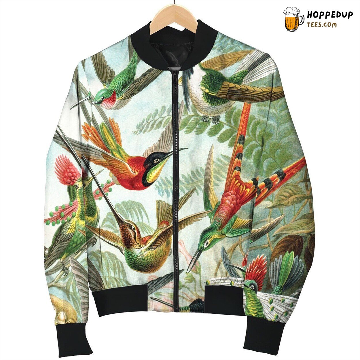 Colorful Flying Humming Bird Bomber Jacket