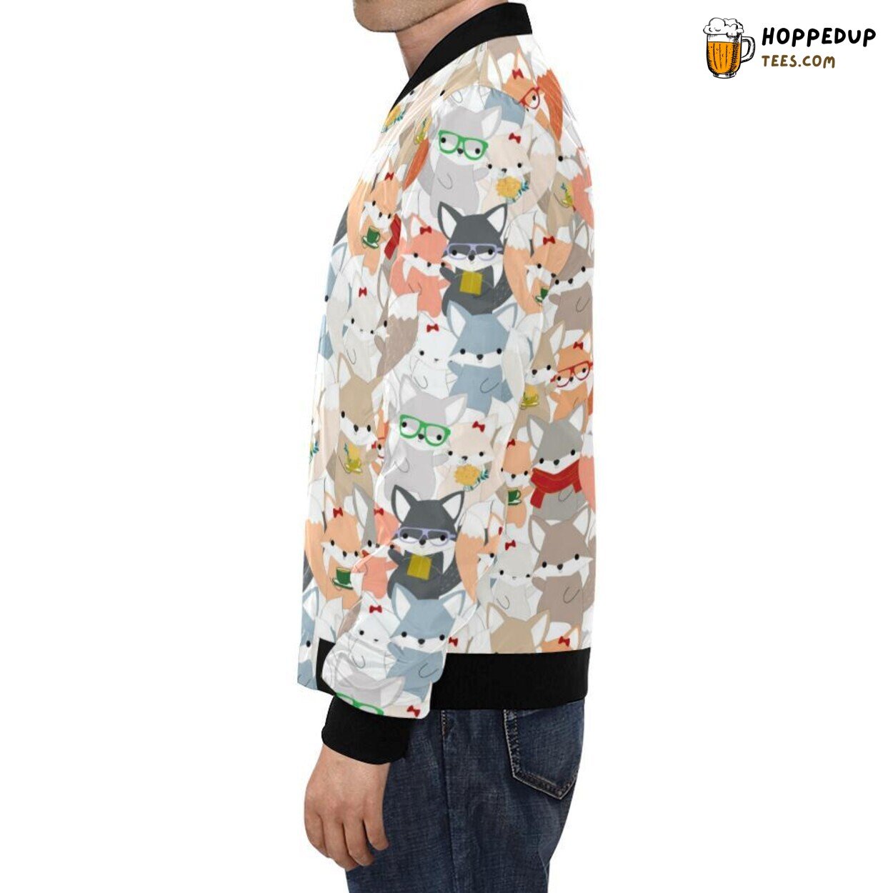 Colorful Fox Distinctive Pattern Men’s Bomber Jacket Unique Design Look