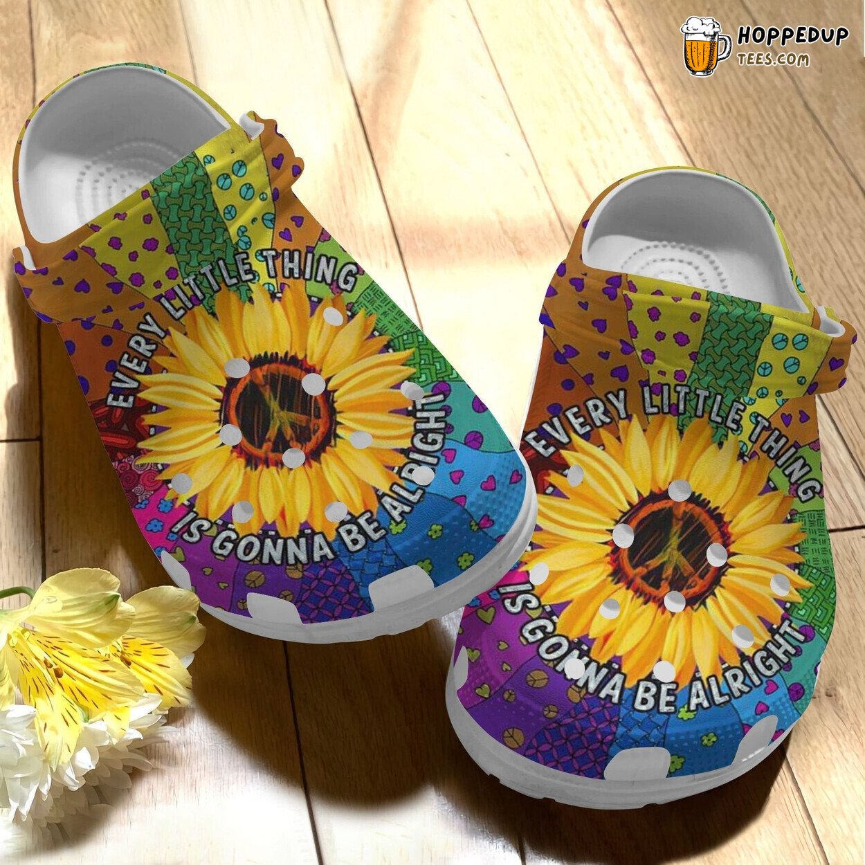Colorful Heart Hippie Sunflower Women’s Shoes Clogs Comfortable Footwear Gift