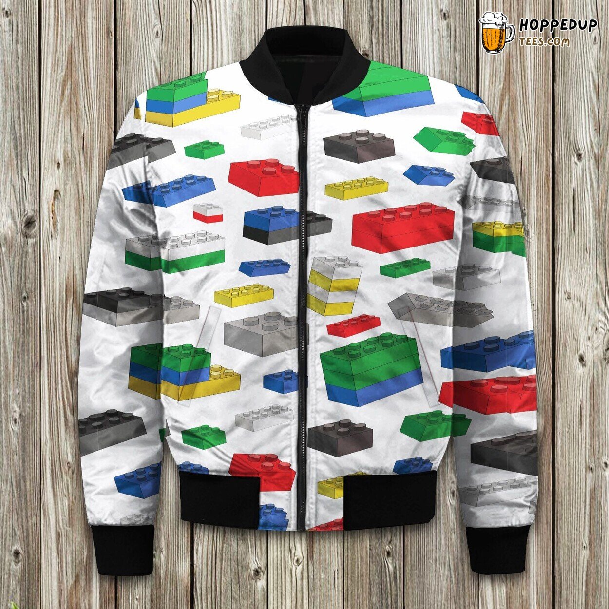 Colorful Lego Building Block Bomber Jacket