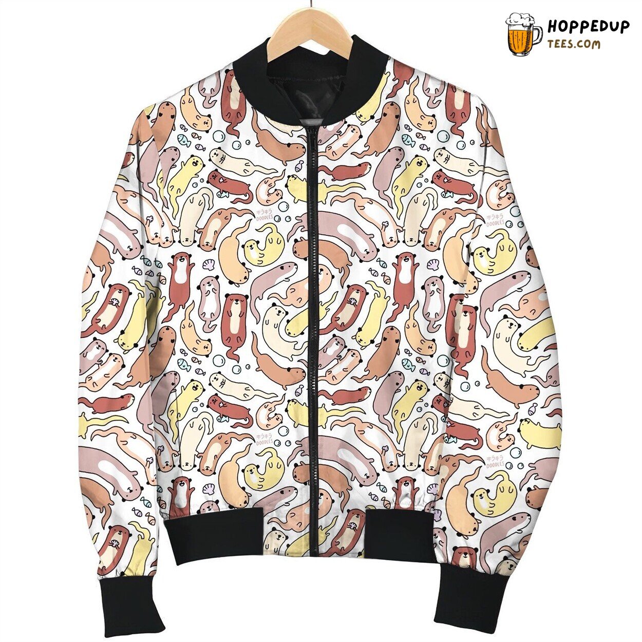 Colorful Lovely Doodle Pattern For Otter Lover Bomber Jacket