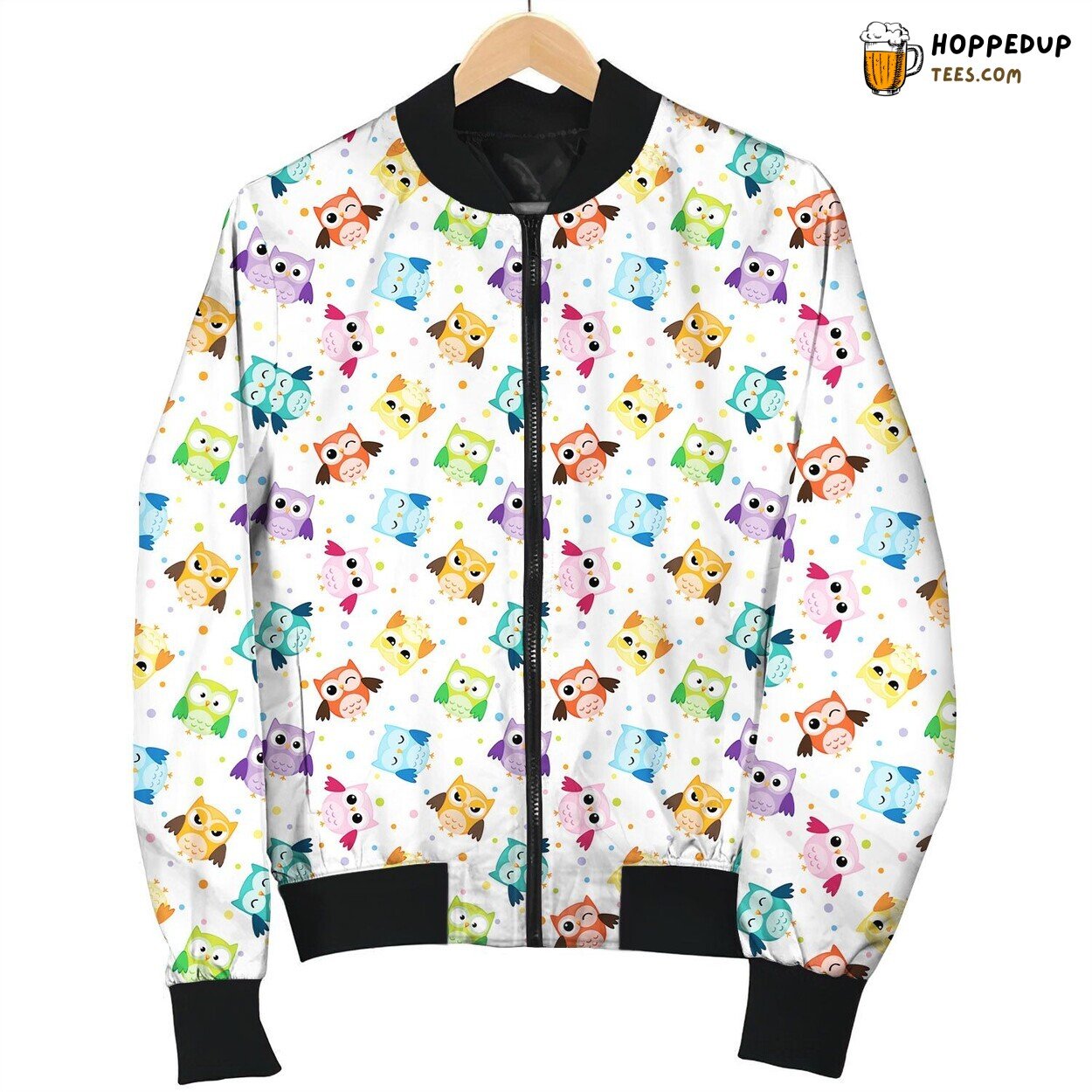 Colorful Lovely Emotion Drawing Owl Bomber Jacket
