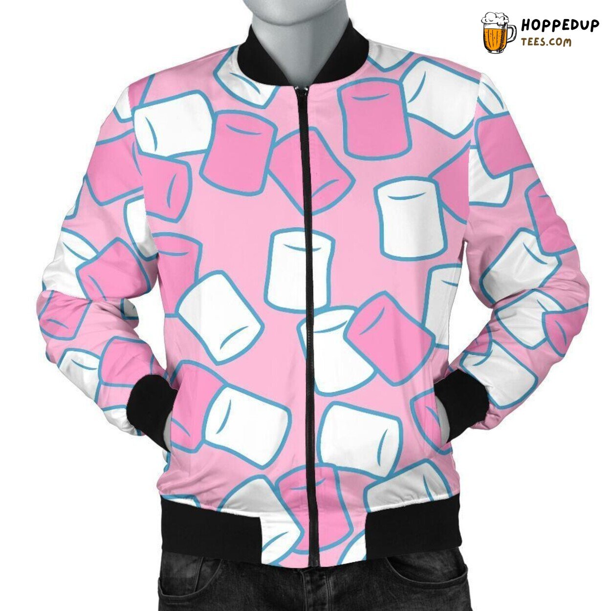 Colorful Marshmallow Treats Men’s Bomber Jacket Unique Pattern Display Art