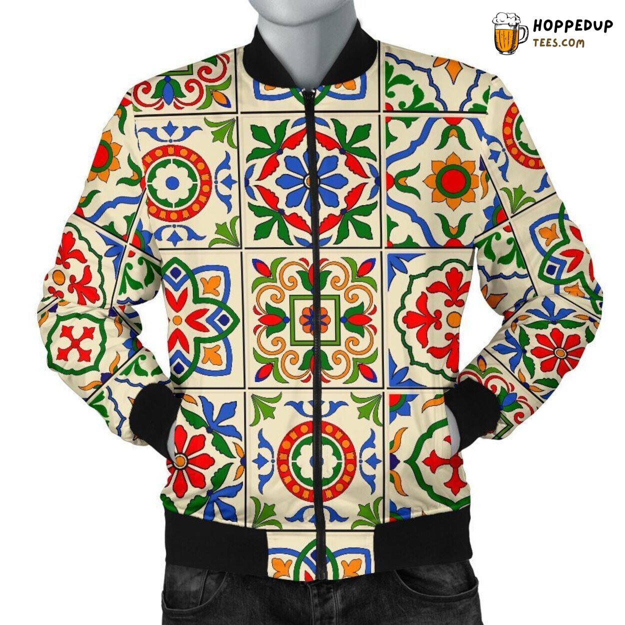 Colorful Mosaic Creativity Men’s Bomber Jacket Unique Pattern Design Display Colorful Mosaic Creativity Men’s Bomber Jacket Unique Pattern Design Display