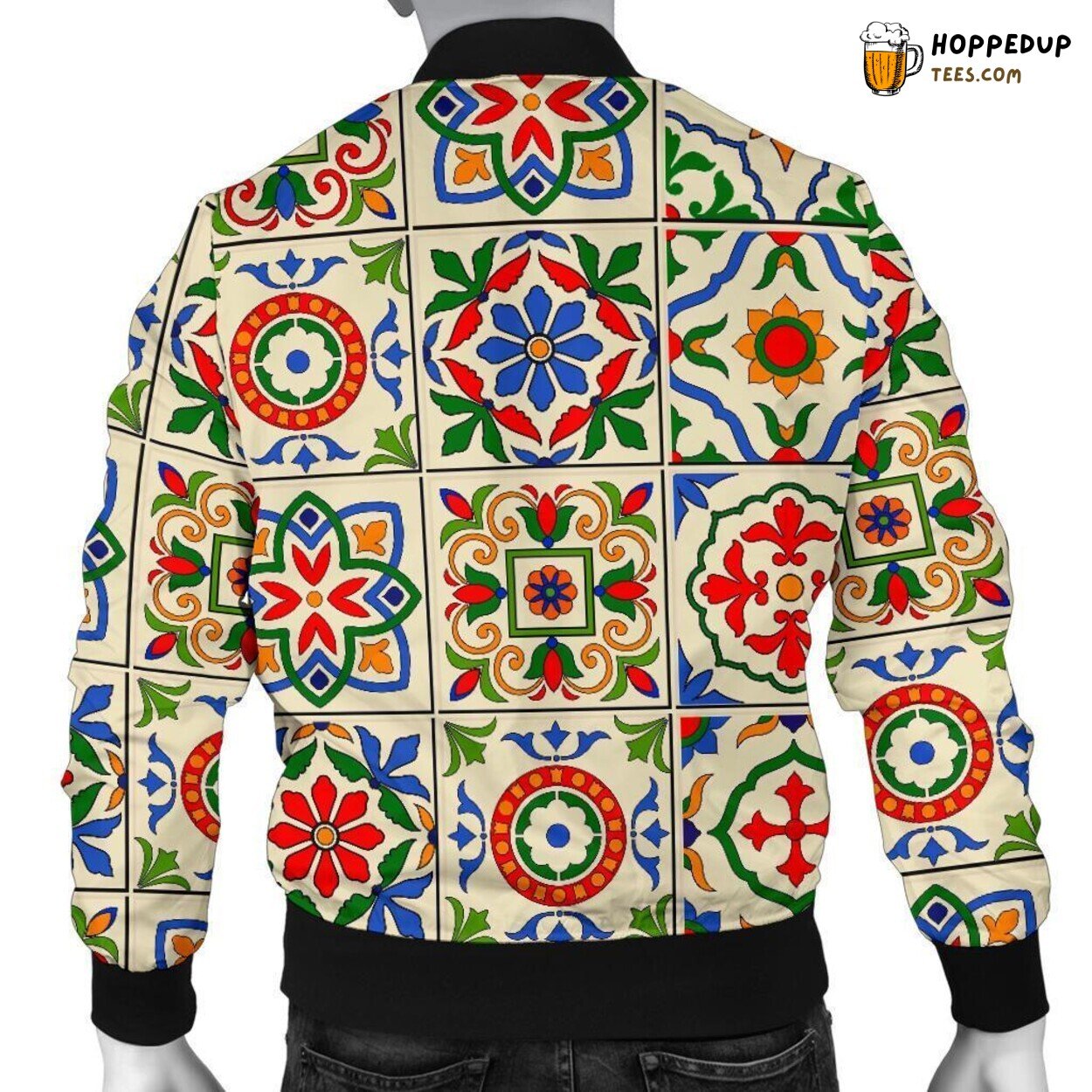Colorful Mosaic Creativity Men’s Bomber Jacket Unique Pattern Design Display